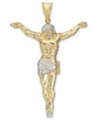 Two-tone Christ Crucifix Pendant In 14k Gold & White Gold