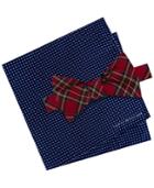 Tommy Hilfiger Men's Plaid Pre-tied Silk Bow Tie & Dot Silk Pocket Square Set