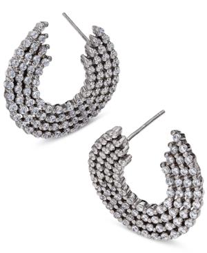 Giani Bernini Three Row Cubic Zirconia Hoop Earrings In Sterling Silver, Only At Macy's