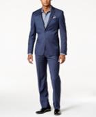 Dkny Men's Slim-fit Blue Neat Textured Suit