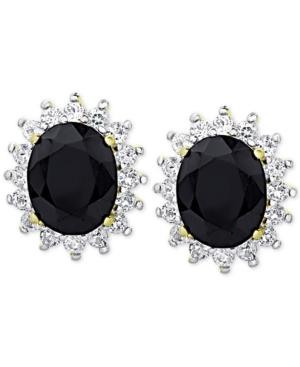 Victoria Townsend Sapphire (3 Ct. T.w.) And White Topaz (9/10 Ct. T.w.) Stud Earrings In 18k Gold-plated Sterling Silver