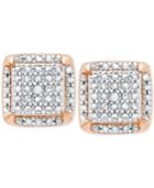 Diamond Accent Square Stud Earrings In 18k Gold-plated Sterling Silver