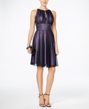Jessica Howard Beaded Embellished Mesh A-line Dress