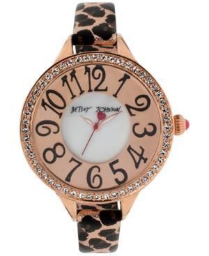 Betsey Johnson Women's Leopard Print Leather Strap Watch 47mm Bj00387-03