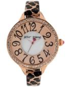Betsey Johnson Women's Leopard Print Leather Strap Watch 47mm Bj00387-03
