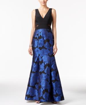 Xscape Petite Illusion Floral Brocade Mermaid Gown