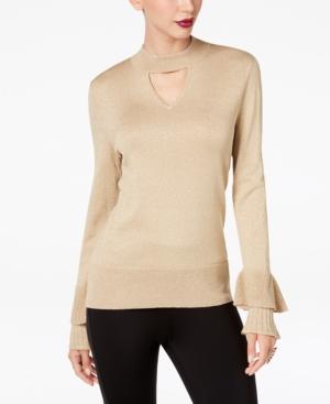 Thalia Sodi Ruffled-sleeve Choker Sweater, Created For Macy's