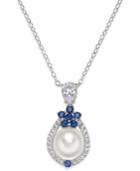 Danori Silver-tone Imitation Pearl And Crystal Pendant Necklace