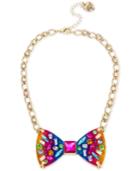 Betsey Johnson Gold-tone Multi-stone Rainbow Bow-tie Statement Necklace