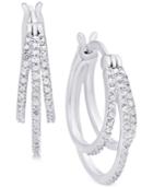 Diamond Triple Hoop Earrings (1/10 Ct. T.w.) In Sterling Silver