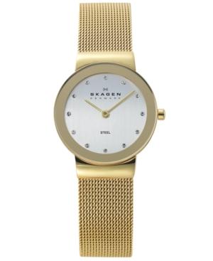Skagen Denmark Watch, Women's Gold Ion-plated Stainless Steel Mesh Bracelet 26mm 358sggd