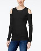 Bar Iii Ribbed Cold-shoulder Top, Only At Macy's