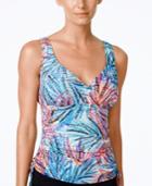Swim Solutions Palm-print Adjustable Tankini Top Women's Swimsuit