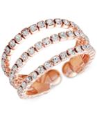 Say Yes To The Prom Rose Gold-tone Crystal Triple Row Ring