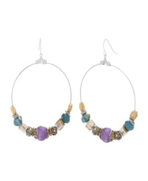 Catherine Malandrino Women's Multicolored Beaded Silver-tone Hoop Earrings