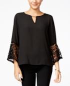 Bcx Juniors' Lace-sleeve Peasant Top