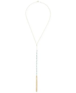 Apatite (4mm) Y-necklace In 14k Gold-plated Sterling Silver
