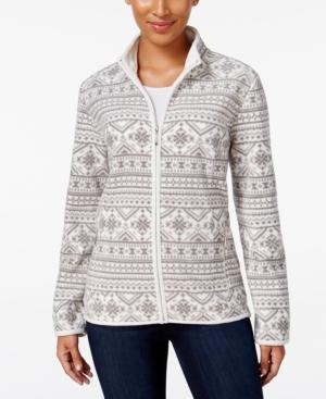 Karen Scott Printed Fleece Jacket, Only At Macy's