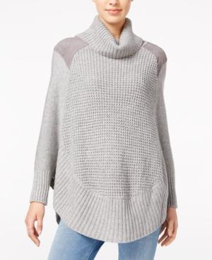 Maison Jules Faux-suede-detail Poncho Sweater, Only At Macy's