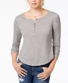 American Rag Juniors' Ruffled Cutout Henley, Created For Macy's