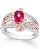 Certified Ruby (1 Ct. T.w.) And Diamond (1/2 Ct. T.w.) Two-tone Statement Ring In 14k White And Rose Gold
