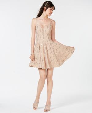 Speechless Juniors' Sequin-embellished Lace Dress