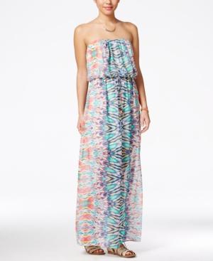 City Studios Juniors' Printed Strapless Maxi Dress
