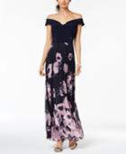 Xscape Pleated Off-the-shoulder Gown