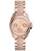 Michael Kors Women's Chronograph Mini Blair Blush And Rose Gold-tone Stainless Steel Bracelet Watch 33mm Mk6175 - A Macy's Exclusive