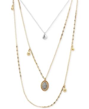 Lucky Brand Two-tone Pave Triple-row Necklace