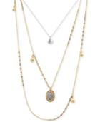 Lucky Brand Two-tone Pave Triple-row Necklace