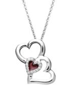 Treasured Hearts Diamond Heart Pendant, Sterling Silver Diamond (1/10 Ct. T.w.) Three Heart Enamel Pendant (1/10 Ct. T.w.)
