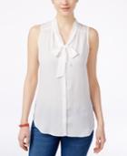 Bcx Juniors' Tie-neck Button-front Top