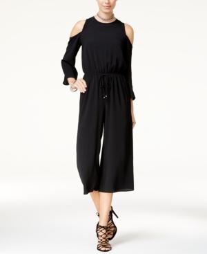 Be Bop Juniors' Cropped Cold-shoulder Jumpsuit