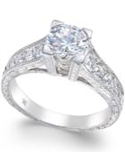 Certified Diamond Channel Set Engagement Ring (1-1/2 Ct. T.w.) In 18k White Gold