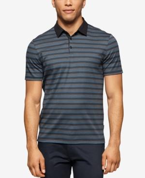 Calvin Klein Men's Contrast-collar Striped Liquid-cotton Polo