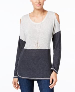 Inc International Concepts Colorblocked Cold-shoulder Sweater, Only At Macy's
