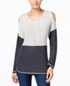 Inc International Concepts Colorblocked Cold-shoulder Sweater, Only At Macy's