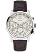 Guess Men's Chronograph Classic Sport Brown Leather Strap Watch 45mm U0380g2