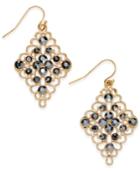 Inc International Concepts Gold-tone Black Crystal Diamond-shape Drop Earrings, Only At Macy's