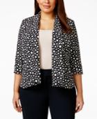 Kasper Plus Size Shawl-collar Polka-dot-print Blazer