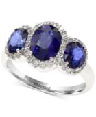 Effy Final Call Diffused Ceylon Sapphire (2-7/8 Ct. T.w.) And Diamond (1/3 Ct. T.w.) Ring In 14k White Gold