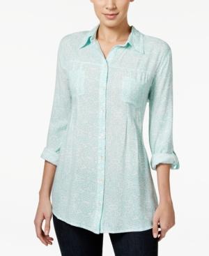 Style & Co. Petite Mixed-print Shirt, Only At Macy's