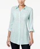 Style & Co. Petite Mixed-print Shirt, Only At Macy's