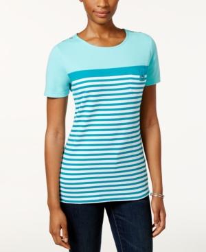 Karen Scott Striped Pocket Pullover Top, Only At Macy's