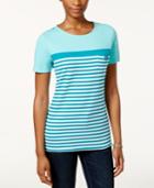 Karen Scott Striped Pocket Pullover Top, Only At Macy's