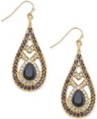 Inc International Concepts Gold-tone Jet Stone And Multi-crystal Drop Earrings, Only At Macy's