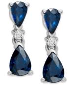 14k White Gold Earrings, Sapphire (1-5/8 Ct. T.w.) And Diamond Accent Drop Earrings