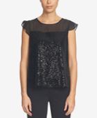 Cece Sequined Flutter-sleeve Top