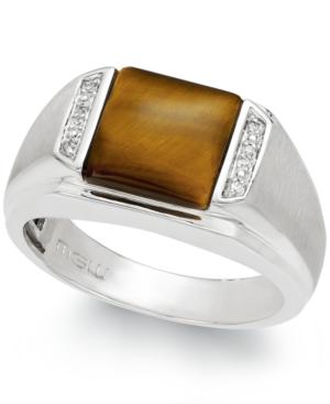 Men's Tiger's Eye (2-2/3 Ct. T.w.) And Diamond Accent Ring In Sterling Silver
